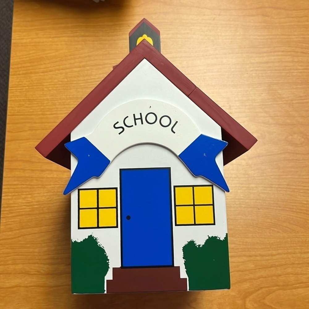 New wooden school house message box